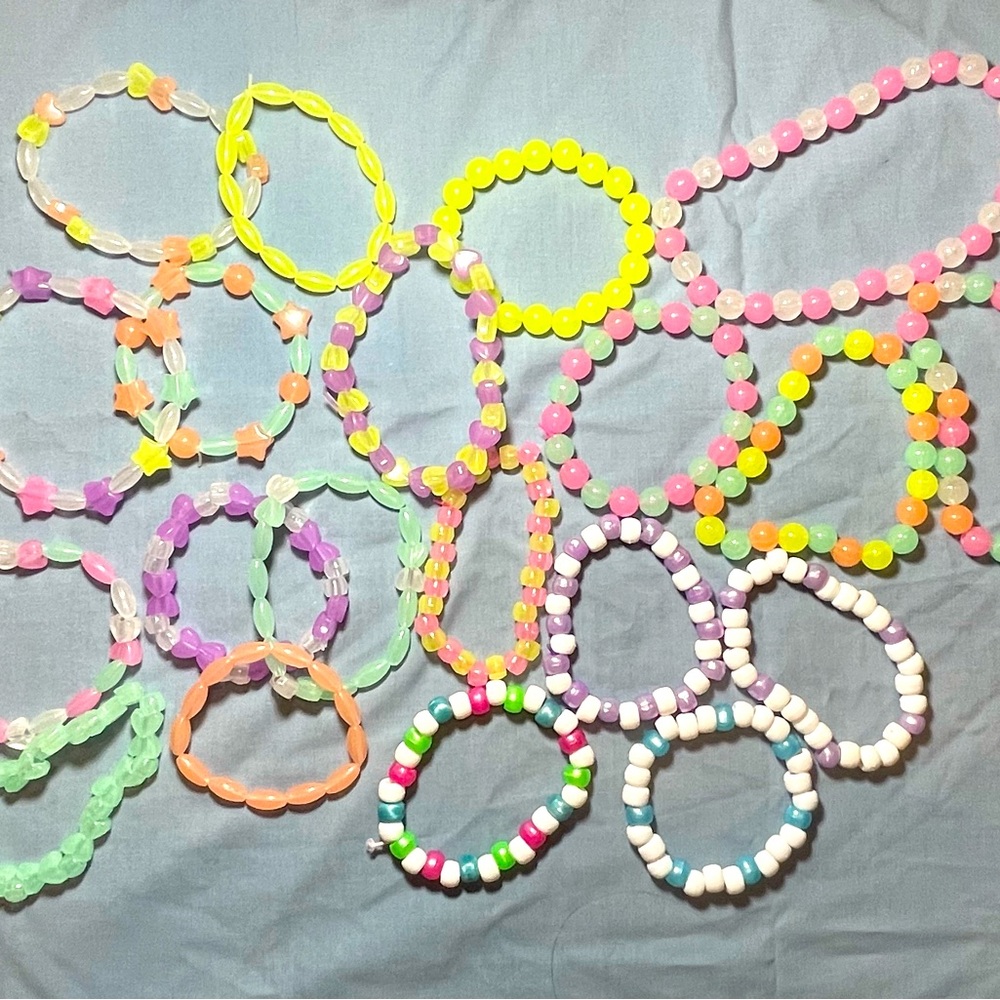 Assorted color bead jewelry for teens. Sold together.